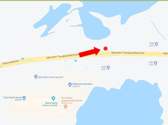 Схема рекламной плоскости по адресу Ватутина пр., напротив ТРЦ "Sky Mall", в сторону Троещины