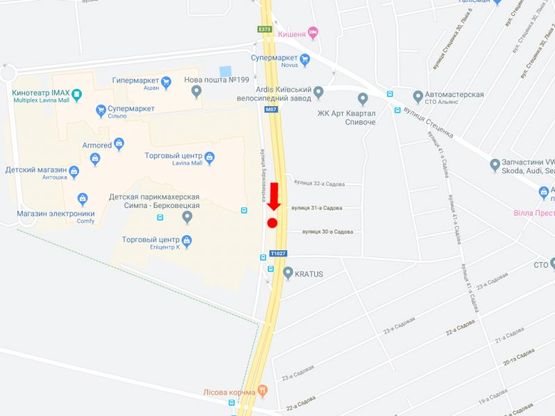 Схема рекламной плоскости по адресу Палладина пр., возле ТРЦ "Лавина молл", супермаркетов "Ашан, "Эпицентр", разделитель, в сторону пр. Победы