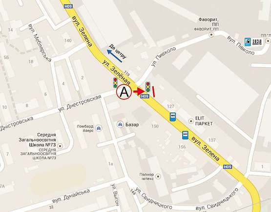 Схема рекламной плоскости по адресу Зелена, 137 (Б) -  Дністровська