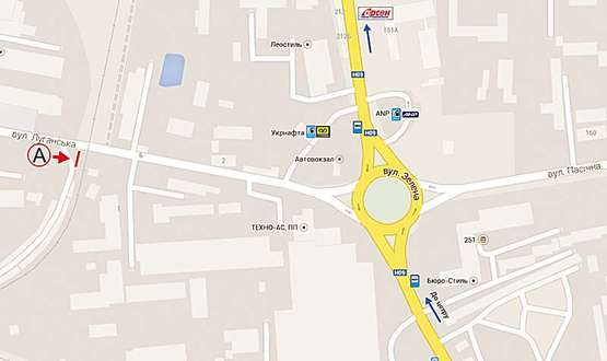 Схема рекламной плоскости по адресу Луганська с/м "Рукавичка" м.1 ст.А