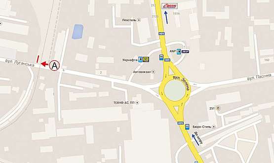 Схема рекламной плоскости по адресу Луганська с/м "Рукавичка" м.2 ст.А