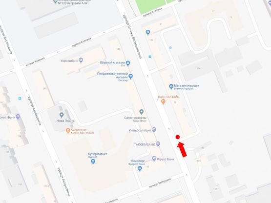 Схема рекламной плоскости по адресу Б. Васильковская ул. (бывш. Красноармейская ул.), 131, возле АЗС "Amic", в сторону ст. м. "Дворец Украина"