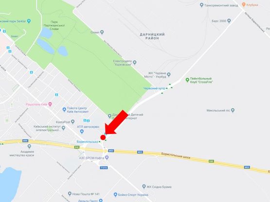 Схема рекламної площини за адресою Старобориспольская - пл. Харьковская, разделитель, ст.м. "Бориспольская"