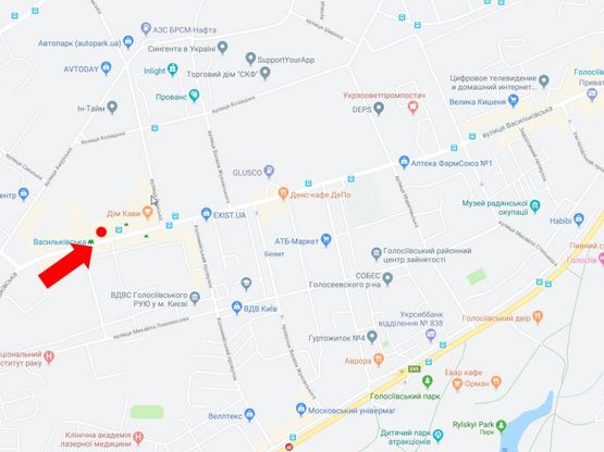 Схема рекламной плоскости по адресу Васильковская ул., 32, ст.м. "Васильковская", в центр