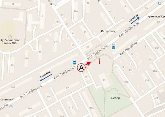 Схема рекламной плоскости по адресу Любінська  (зупинка к-р Галичина) ст. А