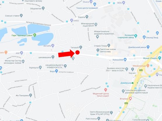 Схема рекламной плоскости по адресу Лобановского пр. (бывш. Краснозвездный пр.), 115-Б, в сторону Демеевская пл. (бывш. Московская пл.)