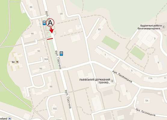 Схема рекламной плоскости по адресу Пасічна, 81 ст. А (Розважальний клуб "Драйв")