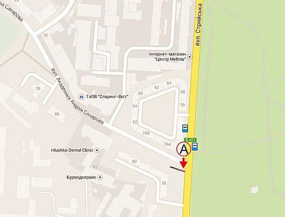 Схема рекламной плоскости по адресу Стрийська - вул. Сахарова (до перехрестя)(зліва)