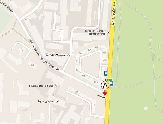 Схема рекламной плоскости по адресу Стрийська - вул. Сахарова (справа)