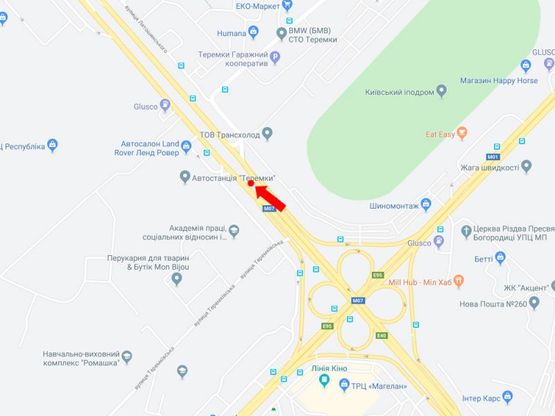 Схема рекламной плоскости по адресу Кольцевая дорога - ул. Теремковская, разделитель, Одесская пл., в сторону пр. Победы