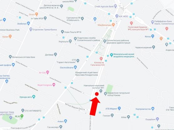 Схема рекламної площини за адресою Народного Ополчения ул. 9 - ул. Винницкая, в сторону пл. Севастопольской