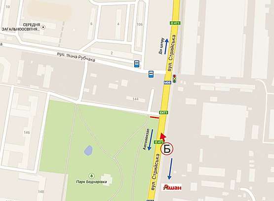 Схема рекламной плоскости по адресу Стрийська (за Рубчака), ст. Б