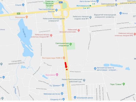 Схема рекламной плоскости по адресу Кольцевая дорога - ул. Победы, разделитель, в сторону ТЦ "Диамант", "4Room", пр. Курбаса