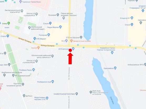 Схема рекламної площини за адресою Кульженков семьи ул. (бывш. Дегтяренка ул.) - ул. Полярная, в сторону супермаркета "Leroy Merlin", ТЦ "Полярный"