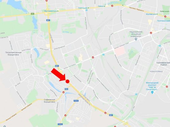 Схема рекламной плоскости по адресу Кольцевая дорога - ул. Литвиненко-Вольгемут, разделитель, поворот на Софиевскую Борщаговку, в сторону Одесской пл.