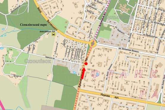 Схема рекламной плоскости по адресу Кульпарковская ул., 125 / Щирецкая ул., в центр