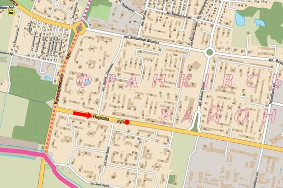 Схема рекламной плоскости по адресу Научная ул., 49, в сторону Стрыйской ул., разделитель