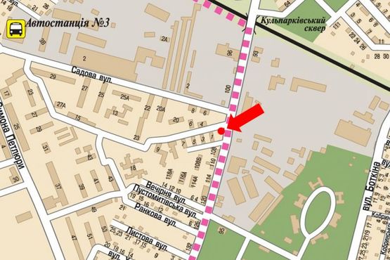 Схема рекламной плоскости по адресу Кульпарковская ул., 93 / Садовая ул.
