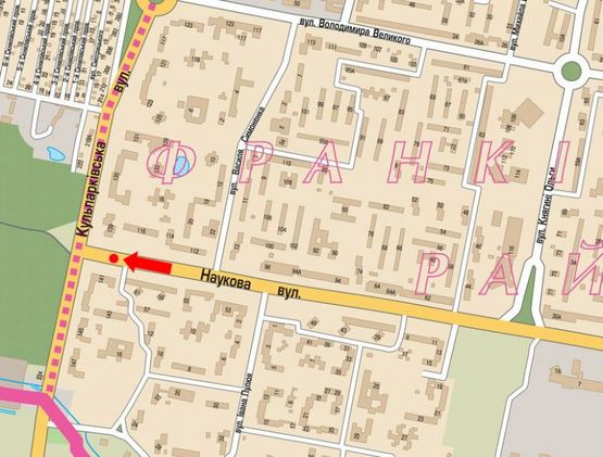 Схема рекламної площини за адресою Научная ул. / Кульпарковская ул., разделитель, в с торону ТРЦ "Victoria Gardens"