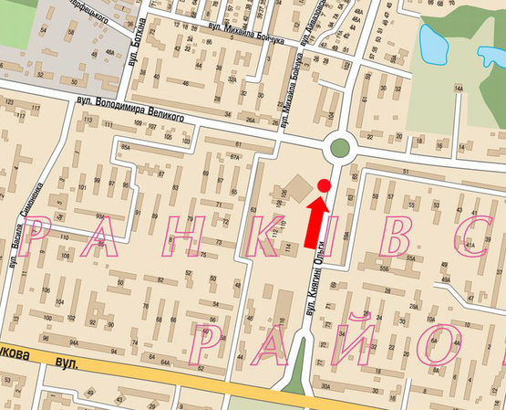 Схема рекламной плоскости по адресу Княгини Ольги ул., 59А, напротив ТЦ "Львов", супермаркета "Фокстрот", аквапарка