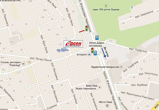 Схема рекламной плоскости по адресу Чорновола ( площа перед Арсеном)