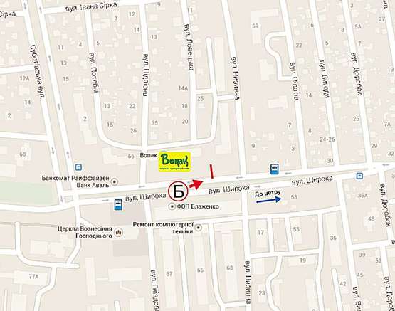 Схема рекламной плоскости по адресу Широка (торговий центр, проти руху)