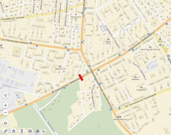 Схема рекламной плоскости по адресу Любінська-Виговського (від Аеропорта) лівий