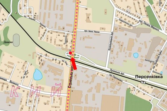 Схема рекламной плоскости по адресу Стрыйская ул. / Луганская ул., ж/д мост, в центр