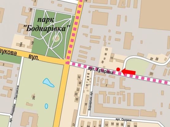 Схема рекламної площини за адресою Хуторовка ул. / Научная ул. / Стрыйская ул., остановка