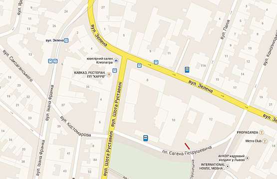 Схема рекламной плоскости по адресу пл. Петрушевича