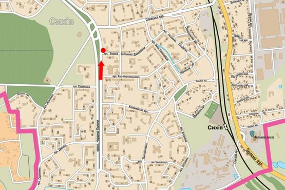 Схема рекламной плоскости по адресу Красной Калины пр. / Антоненко-Давидовича ул., ТРЦ "ВАМ", супермаркет "Сильпо"