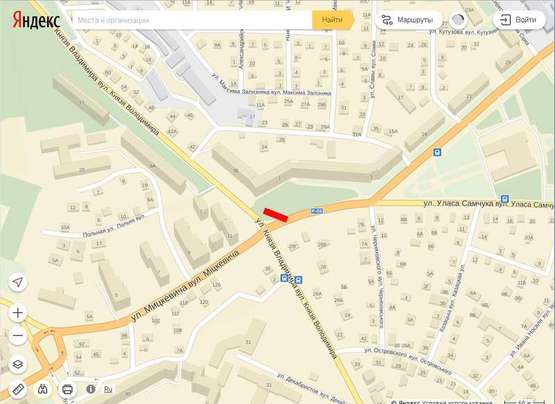 Схема рекламной плоскости по адресу Володимира Великого - вул. Міцкевича