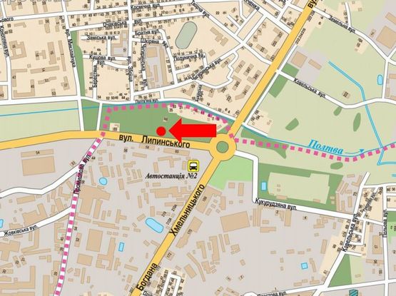 Схема рекламной плоскости по адресу Липинского ул., 60, напротив отеля "Волтер", в сторону Черновола пр.