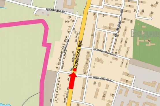 Схема рекламної площини за адресою Стрыйская ул., 258, разделитель, в центр
