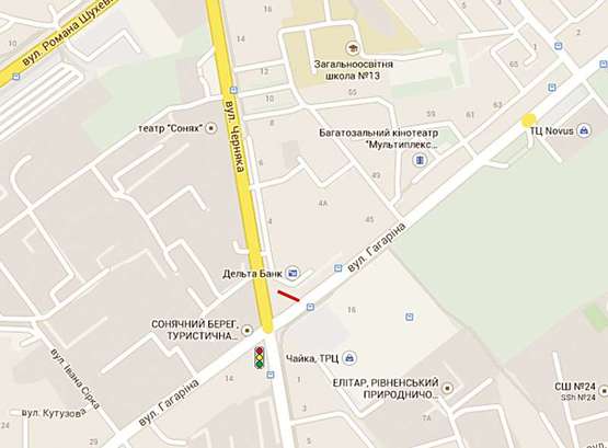 Схема рекламной плоскости по адресу Грушевського  - Гагаріна  ( ТРЦЧайка)