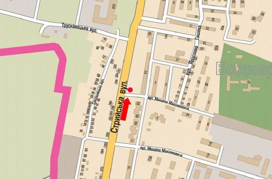 Схема рекламной плоскости по адресу Стрыйская ул., 61 / Максимовича ул., со стороны ТРЦ "King Kross", в центр