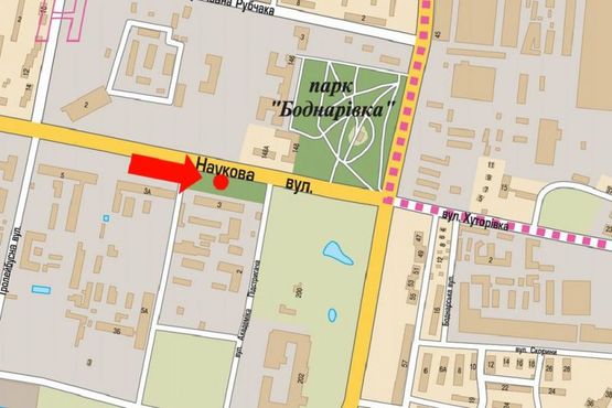 Схема рекламной плоскости по адресу Научная ул., 3, в сторону Стрыйской ул., разделитель