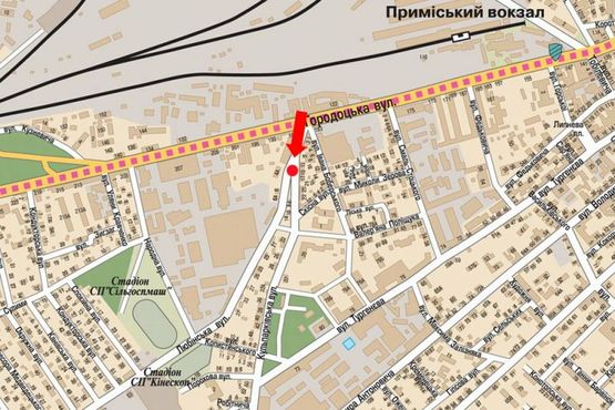 Схема рекламної площини за адресою Кульпарковская ул., 15 / ул. Любинская