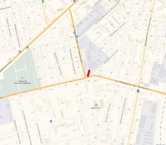 Схема рекламной плоскости по адресу Поповича  -  Чернишова ( поруч з огорожею авторем.зав.) П