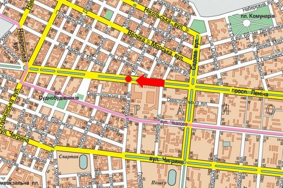 Схема рекламної площини за адресою Центральный пр. (бывш. Ленина пр.) / М. Морская ул., бульвар, в сторону Пушкинской ул., правая