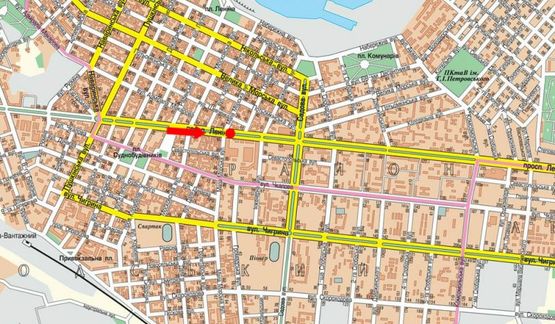 Схема рекламної площини за адресою Центральный пр. (бывш. Ленина пр.) / М. Морская ул., бульвар, в сторону ТРЦ "City Center"