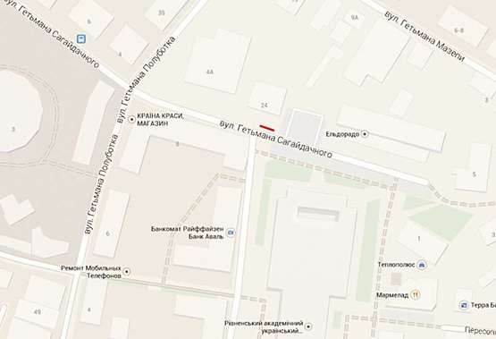 Схема рекламной плоскости по адресу Сагайдачного 2а