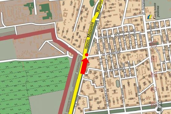 Схема рекламной плоскости по адресу Небесной Сотни пр. (бывш. Жукова пр.) / Левитана ул., возле супермаркета "Копейка", в центр