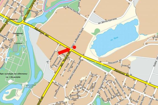 Схема рекламной плоскости по адресу Харьковская ул. / Лушпы пр., из центра