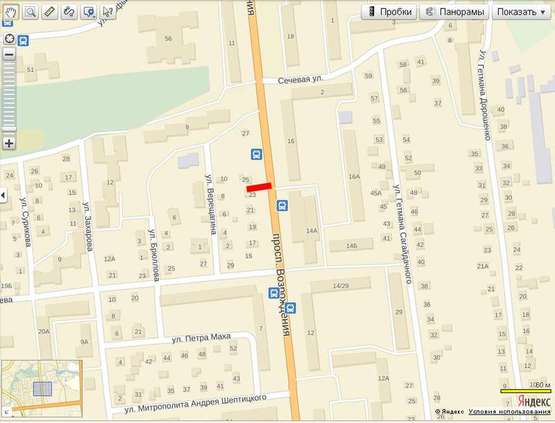 Схема рекламной плоскости по адресу Відродження 21, ( с\м. Там-Там Express)