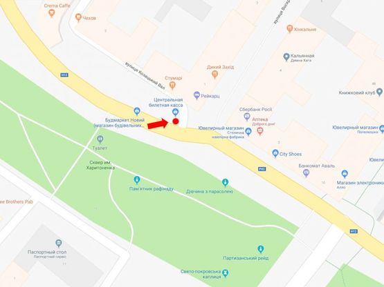 Схема рекламної площини за адресою Покровская пл. / ул. Козацкий вал, гостиница "Украина", из центра