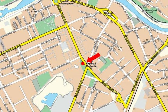 Схема рекламної площини за адресою Свободы пр. - ул. Минайская, пл. Кирилла и Мефодия, возле универмага "Украина", из центра