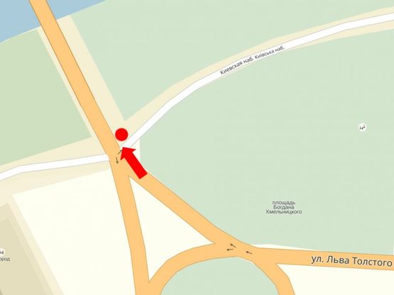 Схема рекламної площини за адресою Хмельницкого пл. / Киевская набережная, перед мостом