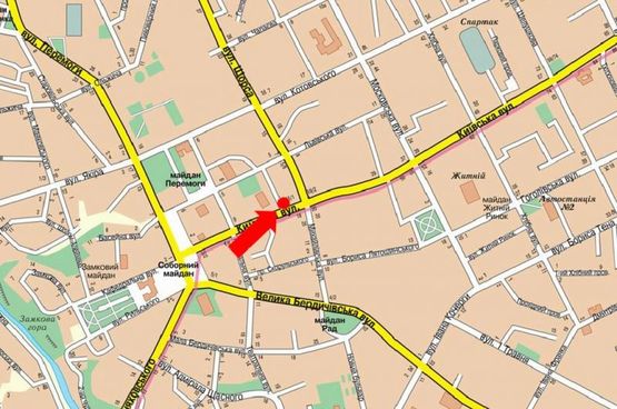 Схема рекламної площини за адресою Киевская ул., 17/1 / Покровская ул. (бывш. ул. Щорса)