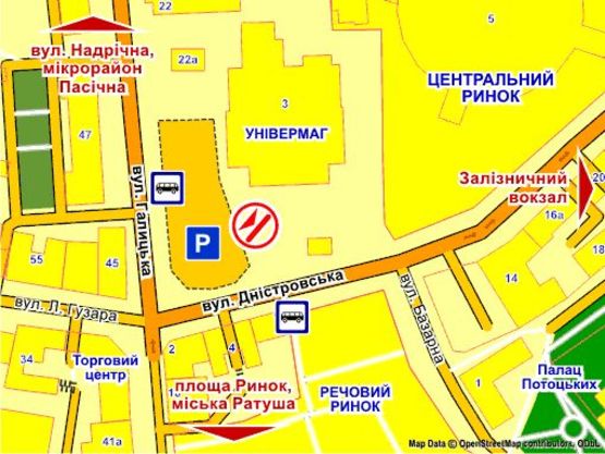 Схема рекламної площини за адресою вул. Дністровська, 3 – Галицька (до зупинки), призма 2